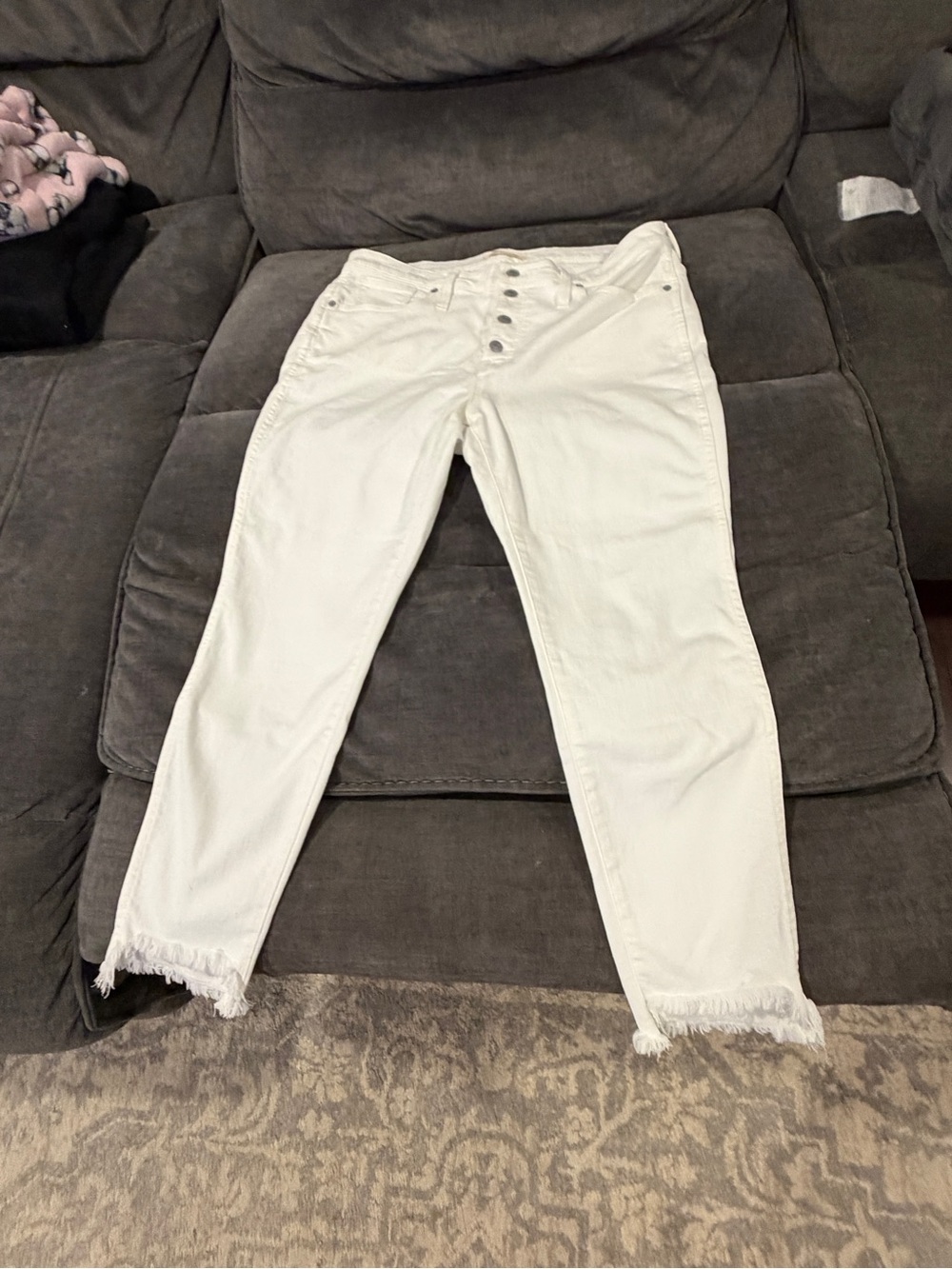 Madewell White Button-Front Ankle Jeans